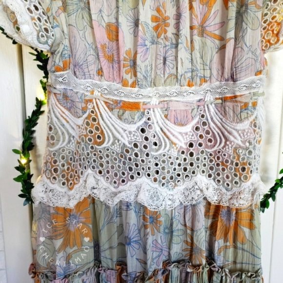 !!RARE!! Free People Field of Dreams Maxi Dress Kimono - Picture 7 of 7